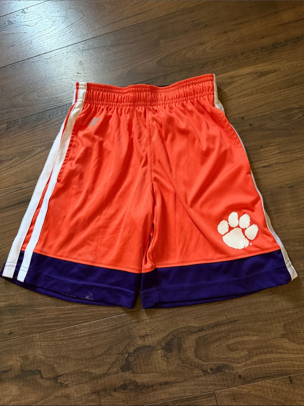 Bright Orange Clemson Shorts with White Paw